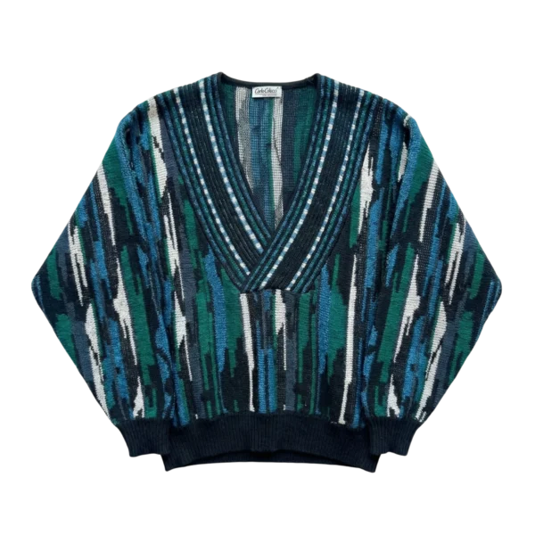 Carlo Colucci Sweter Kolorowy XL Vintage Streetwear - widok ogólny przód vintage