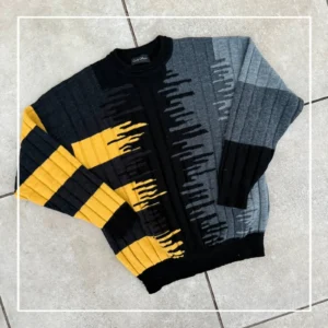 Carlo Colucci Sweter Wełniany Kolorowy XL Vintage - zdjęcie 3