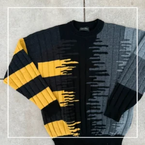 Carlo Colucci Sweter Wełniany Kolorowy XL Vintage - zdjęcie 4