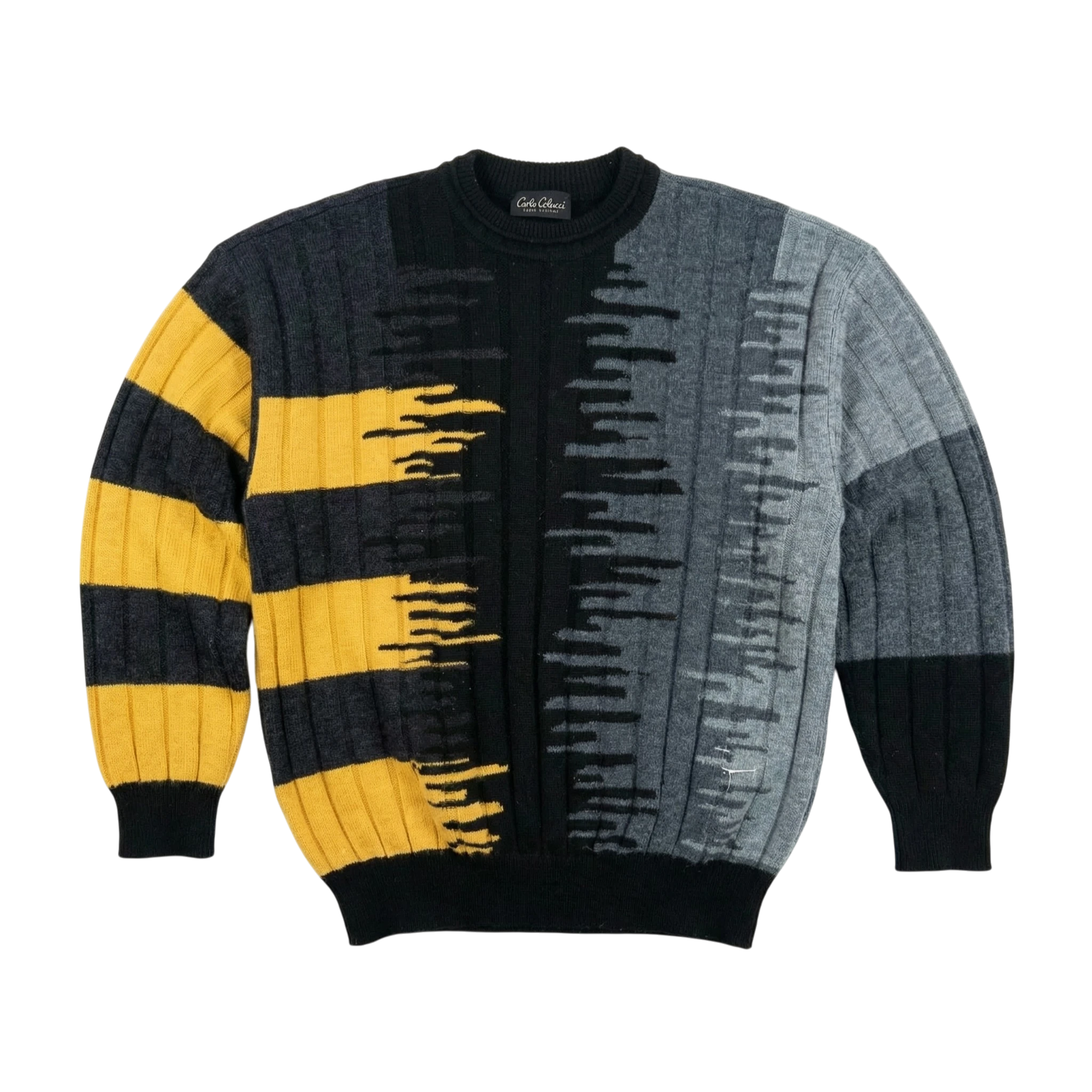 Carlo Colucci Sweter Wełniany Kolorowy XL Vintage - widok ogólny przód vintage