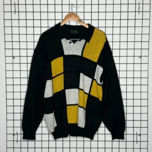 Carlo Colucci Sweter Wełniany Wzory XL Vintage Streetwear - zdjęcie 2