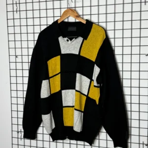 Carlo Colucci Sweter Wełniany Wzory XL Vintage Streetwear - zdjęcie 4