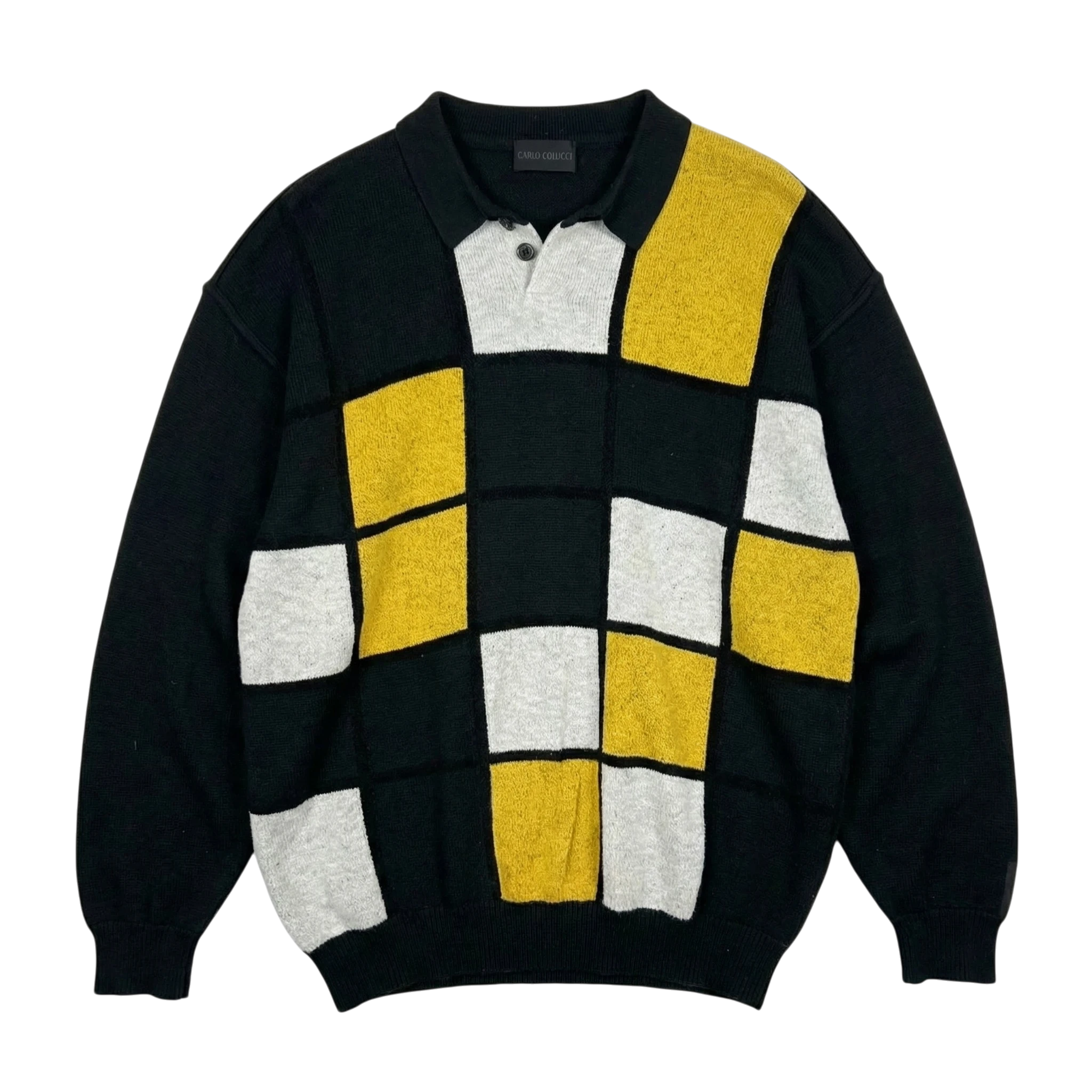 Carlo Colucci Sweter Wełniany Wzory XL Vintage Streetwear - widok ogólny przód vintage