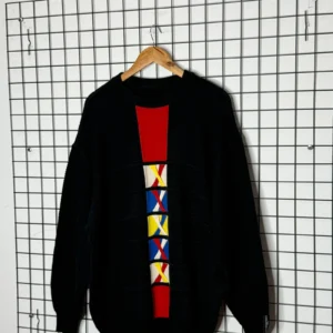 Carlo Colucci Sweter Wełniany Wzory XXL Vintage Streetwear - zdjęcie 4