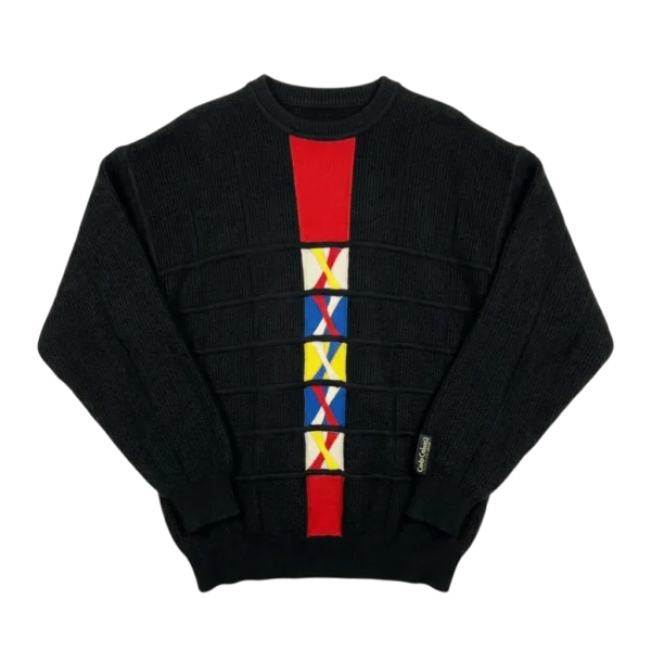 Carlo Colucci Sweter Wełniany Wzory XXL Vintage Streetwear - widok ogólny przód vintage
