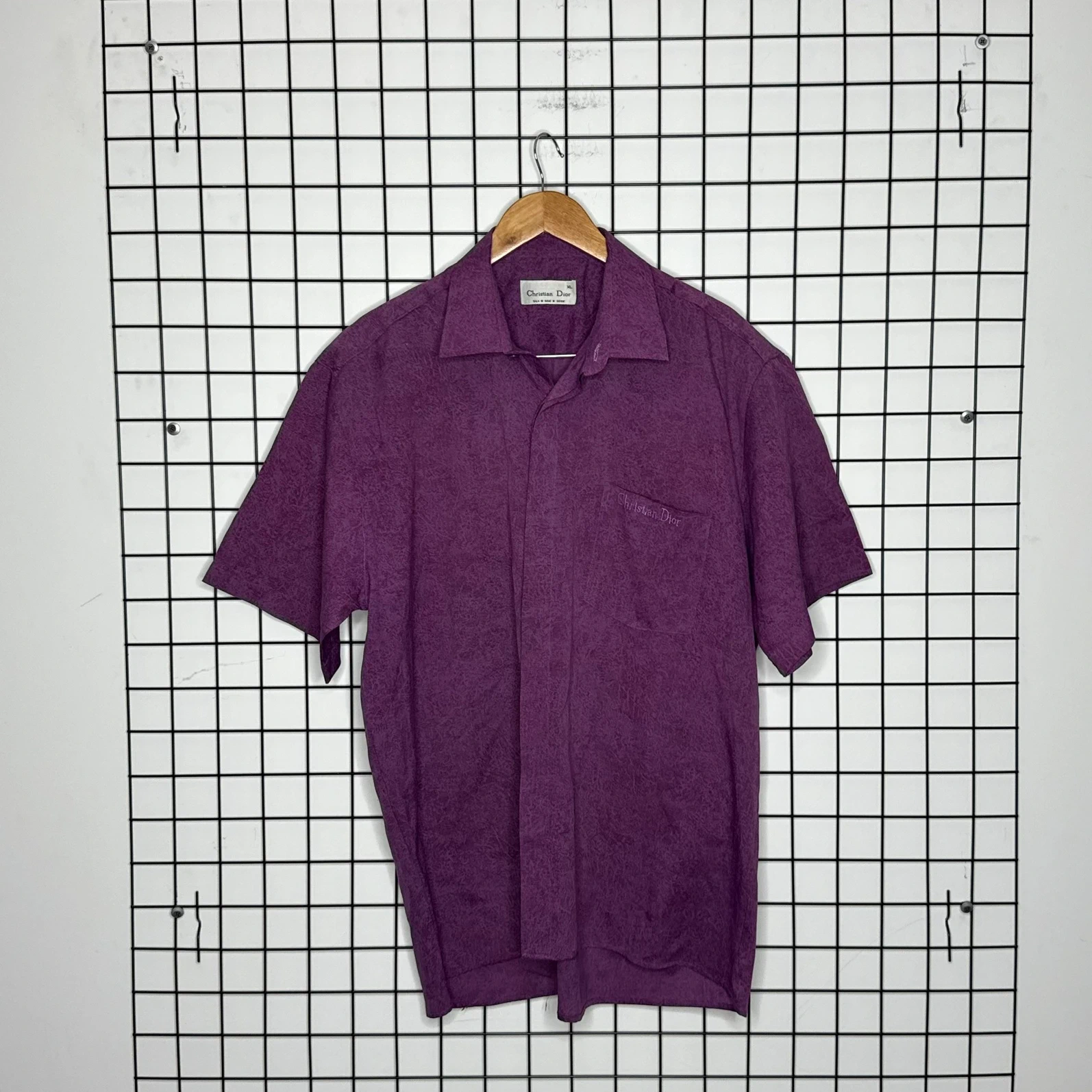 Christian Dior Koszula Jedwabna Fioletowa XXL Vintage Retro - widok ogólny przód vintage