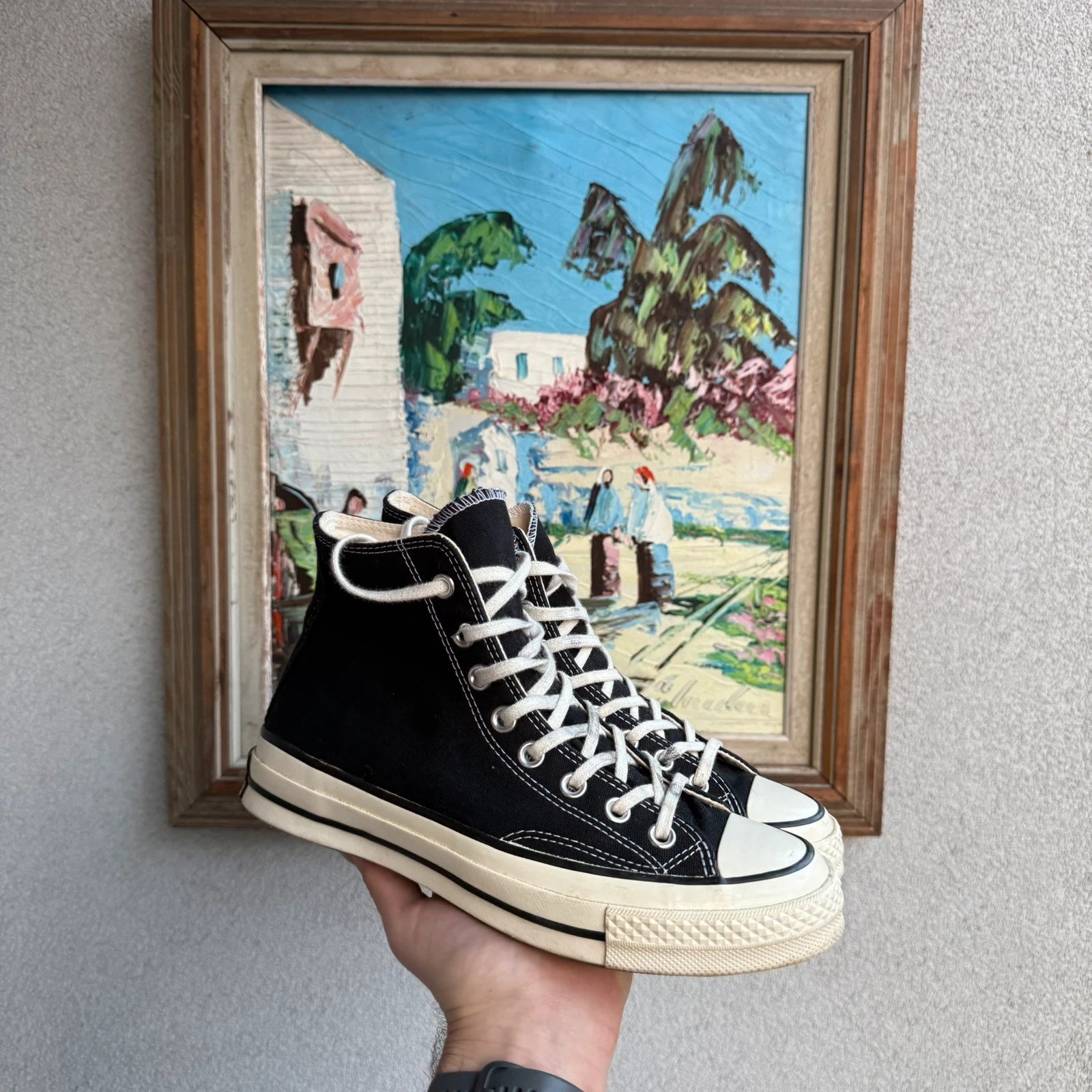 Converse Trampki Wysokie Czarne 40 Vintage Streetwear - widok ogólny przód vintage