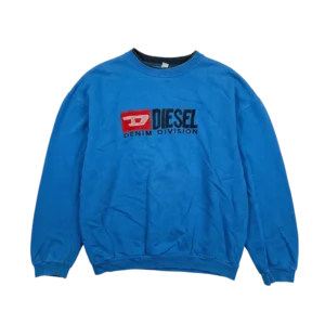 Diesel Bluza Logo Spellout Niebieska L Vintage Streetwear - widok ogólny przód vintage