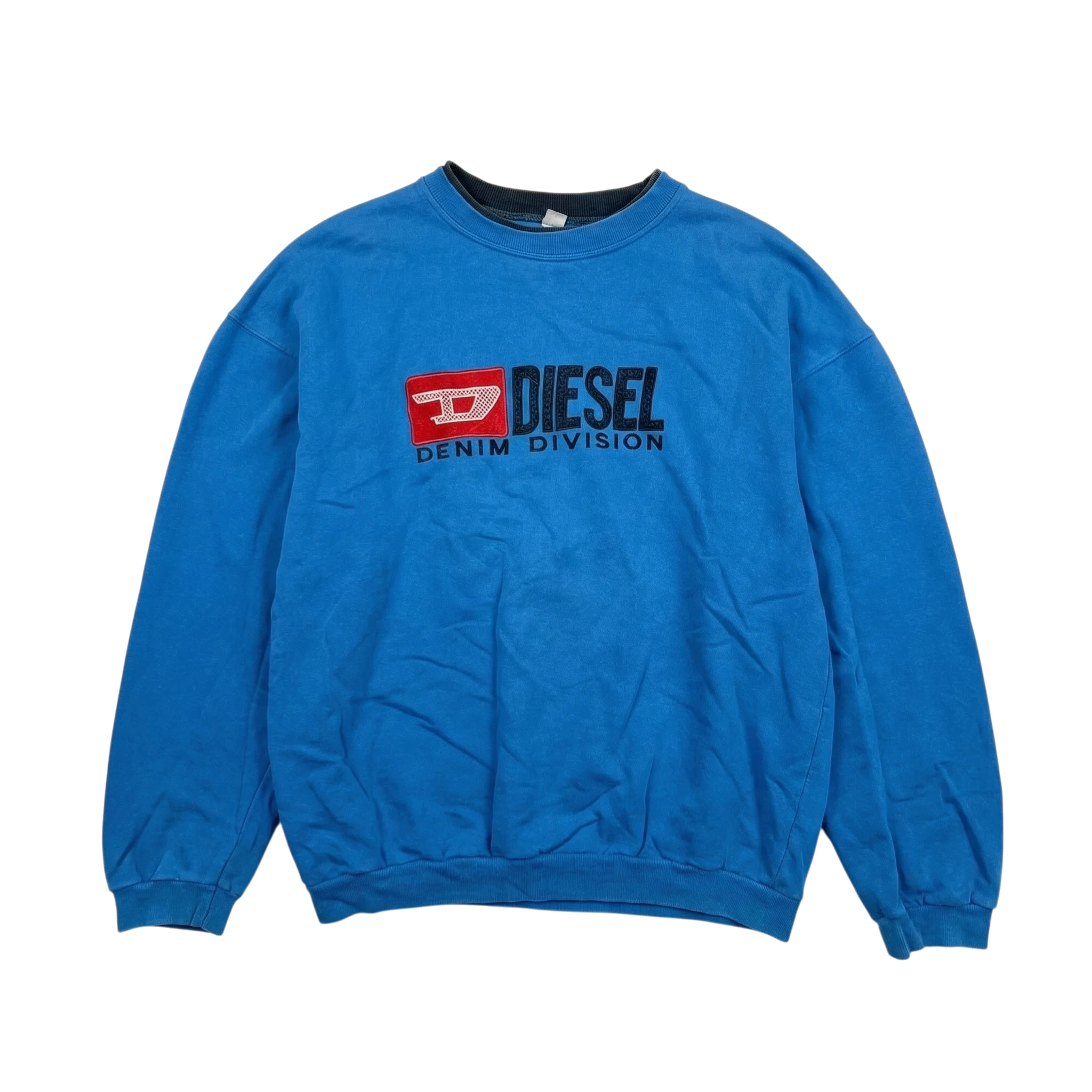 Diesel Bluza Logo Spellout Niebieska L Vintage Streetwear - widok ogólny przód vintage