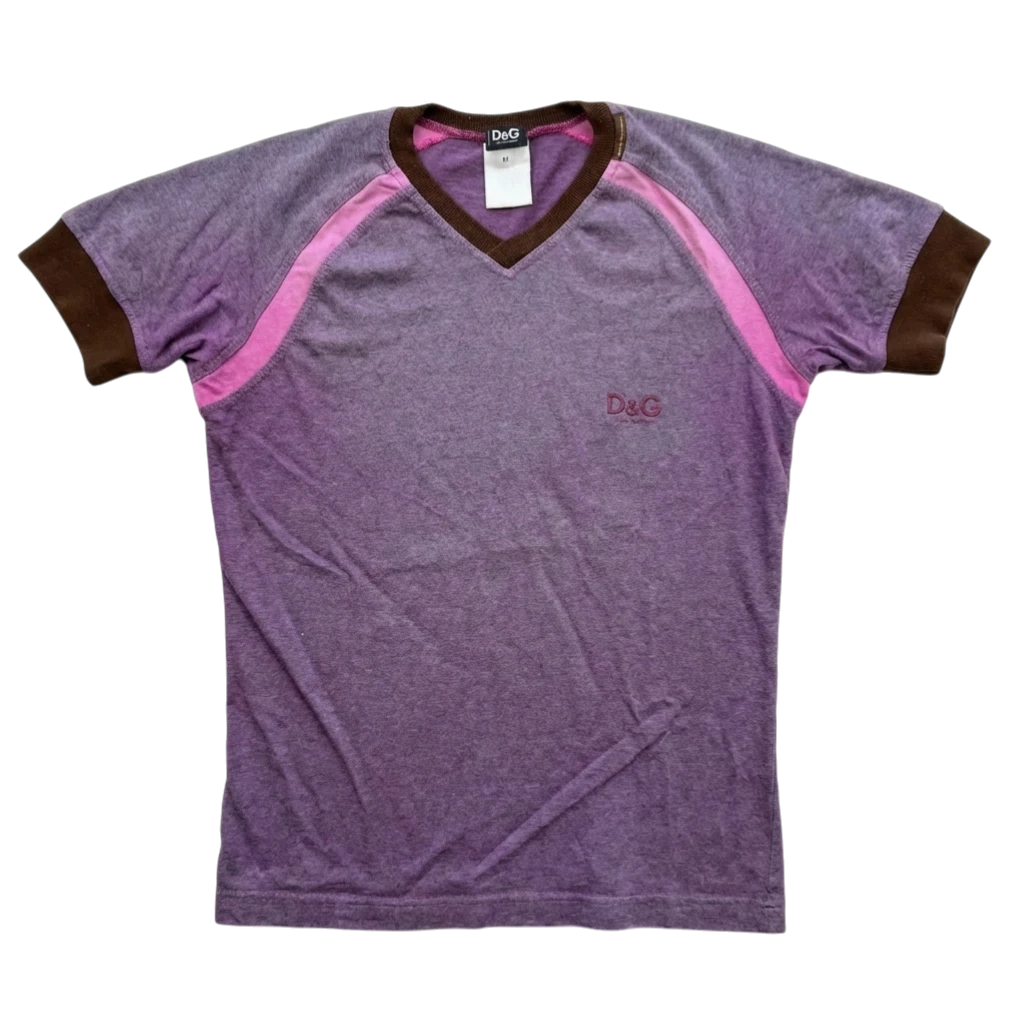Dolce & Gabbana Koszulka Szara Różowa L Vintage Streetwear - widok ogólny przód vintage