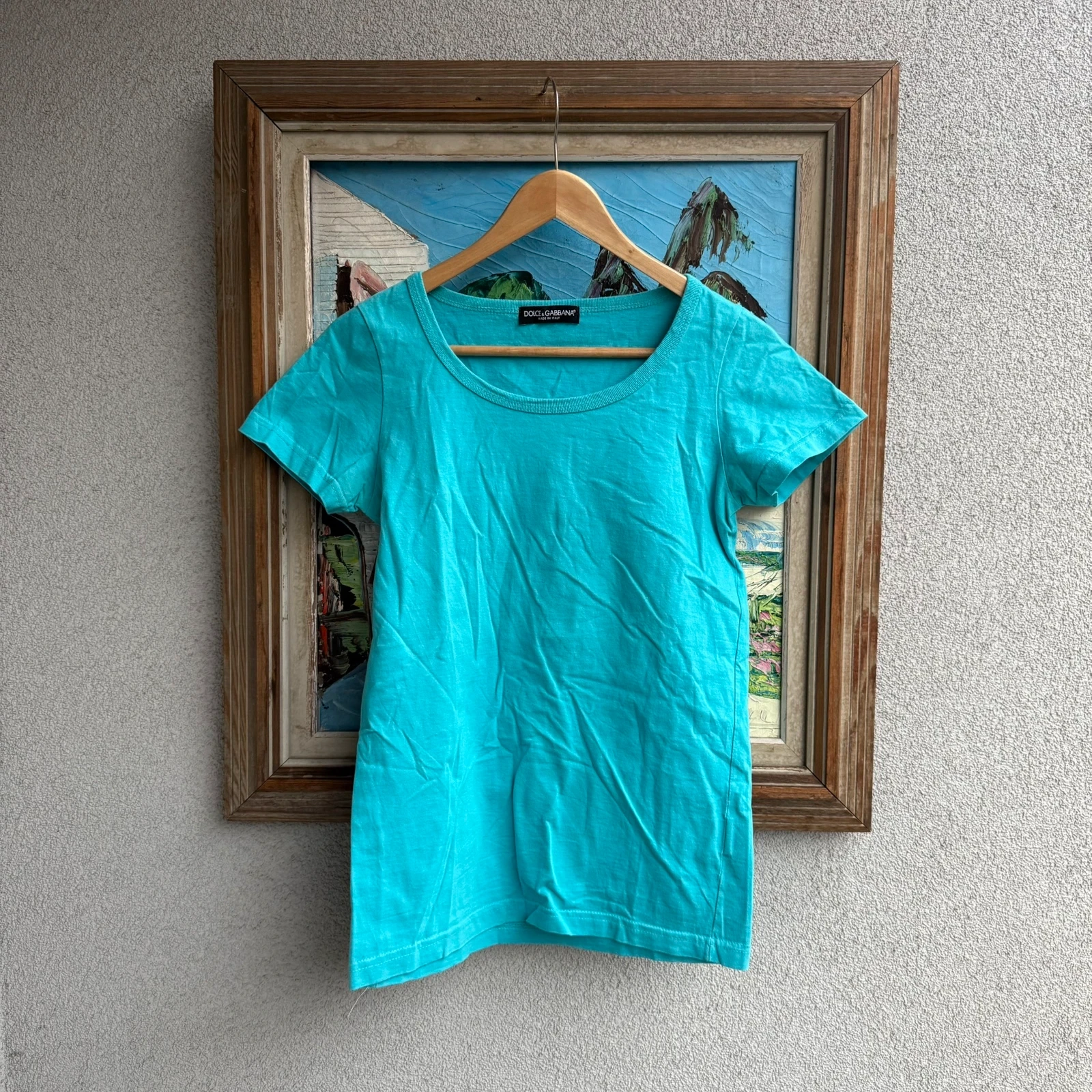 Dolce & Gabbana T-shirt Basic Turkusowy XXXS Vintage Retro - widok ogólny przód vintage