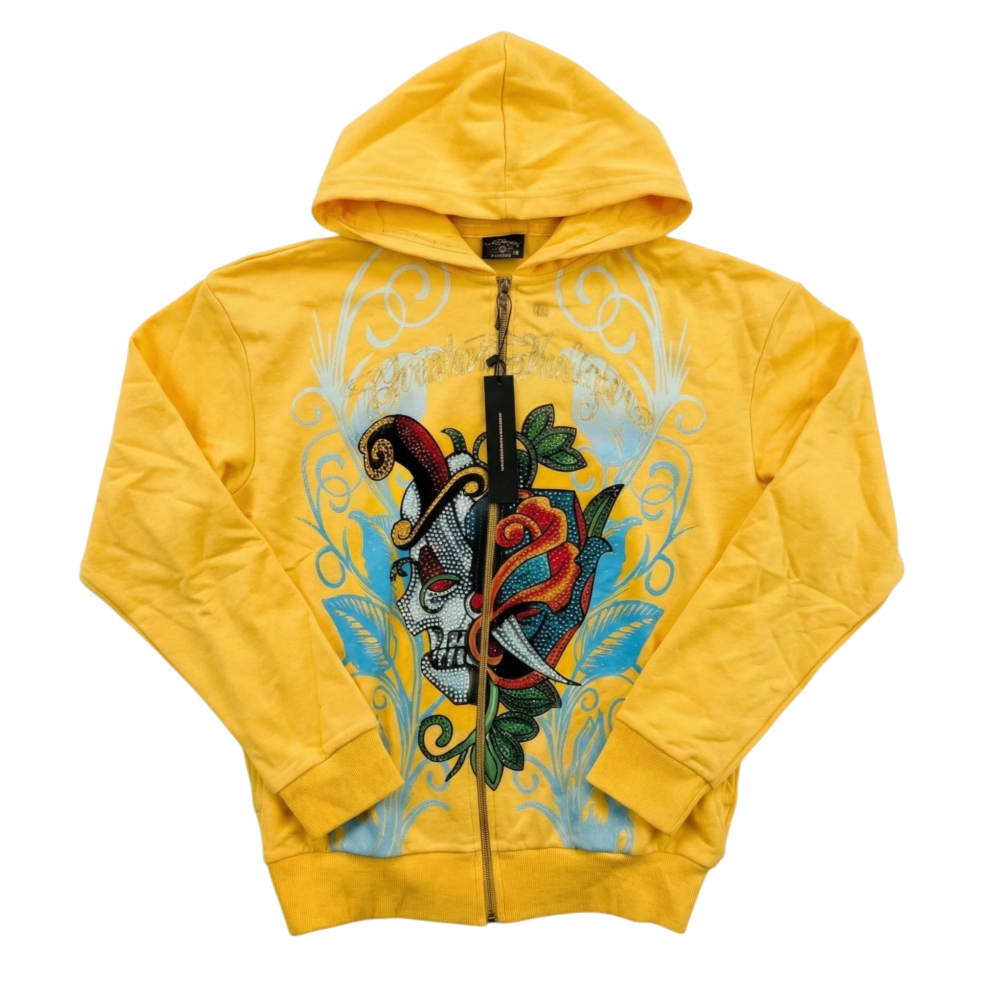 Ed Hardy Bluza Tatoo Hoodie Zip Up M Vintage Streetwear - widok ogólny przód vintage