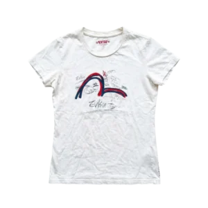 Evisu Koszulka Damska Biała M Vintage Streetwear - widok ogólny przód vintage