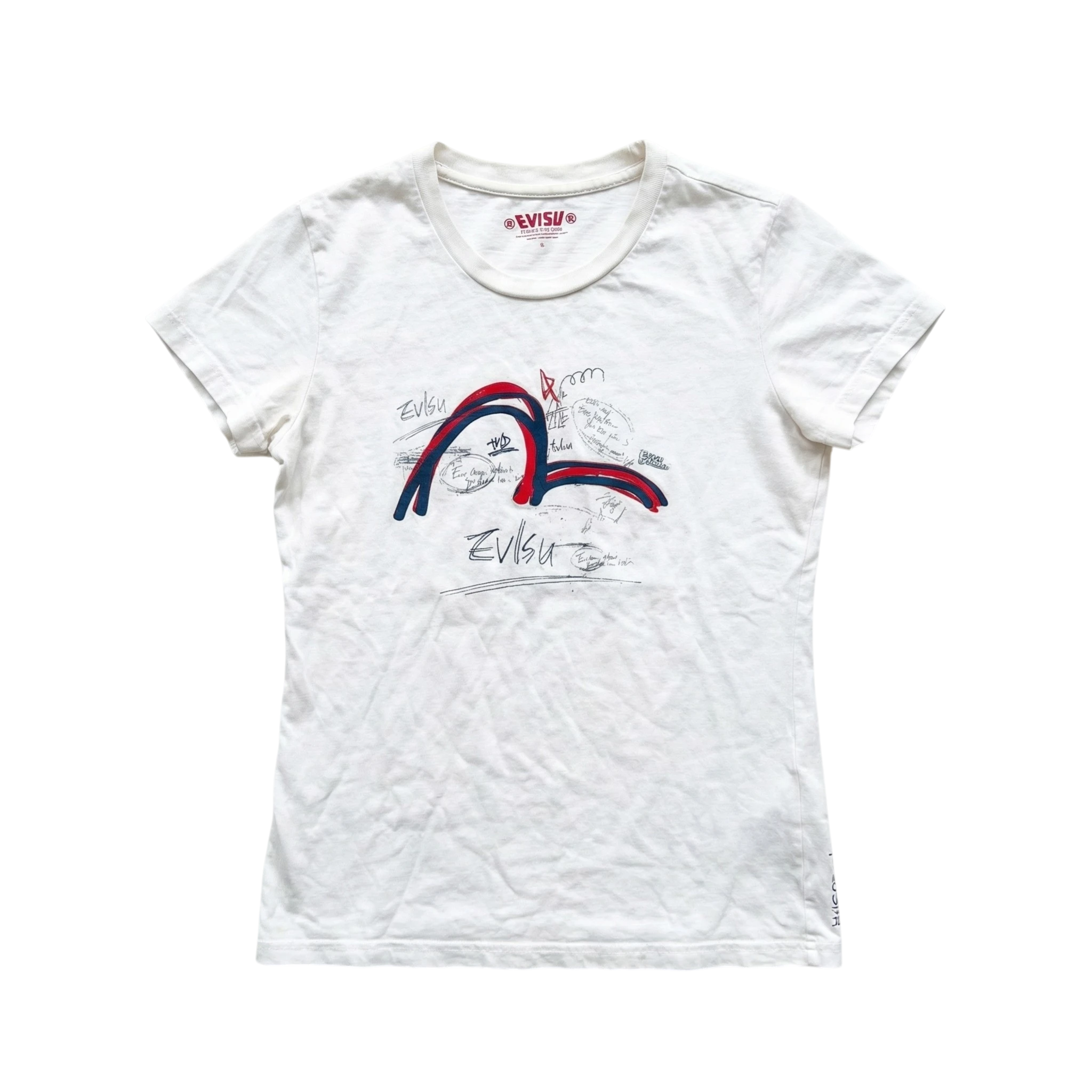 Evisu Koszulka Damska Biała M Vintage Streetwear - widok ogólny przód vintage