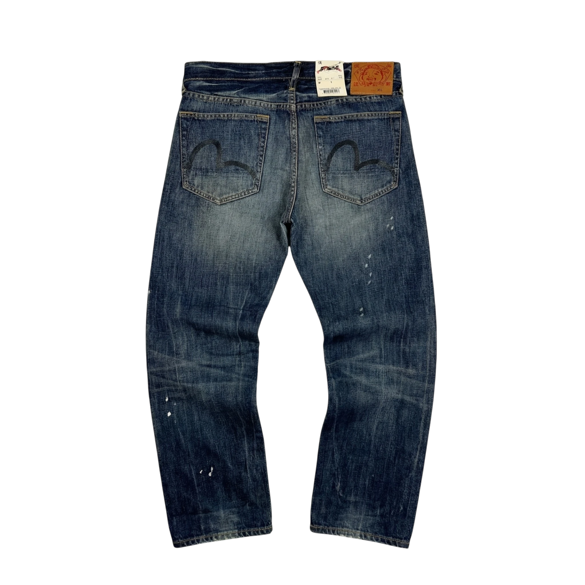 Evisu Spodnie Jeansy Drip y2k Selvedge XL Vintage Streetwear - widok ogólny przód vintage