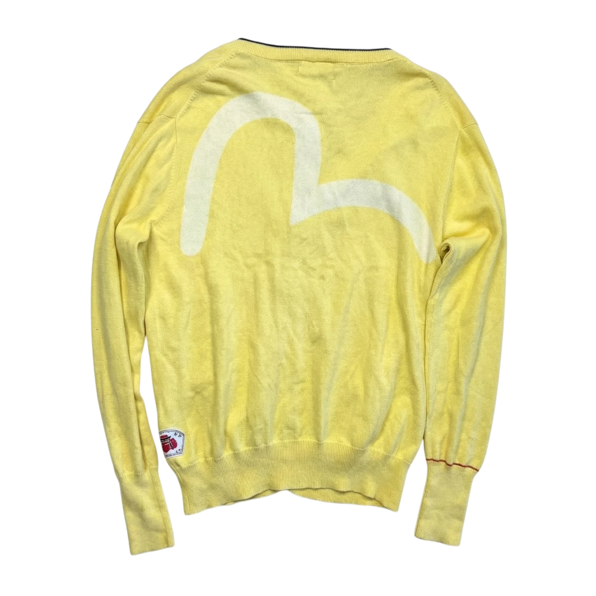 Evisu Sweter Kardigan Logo XL Vintage Streetwear - widok ogólny przód vintage