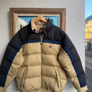 FILA Kurtka Puchowa Beżowa XL Vintage Streetwear Retro - zdjęcie 4