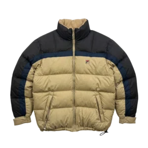 FILA Kurtka Puchowa Beżowa XL Vintage Streetwear Retro - widok ogólny przód vintage