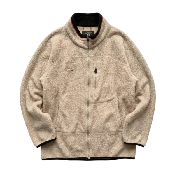 Fila Bluza Polarowa Beżowa XL Vintage Retro Streetwear - widok ogólny przód vintage
