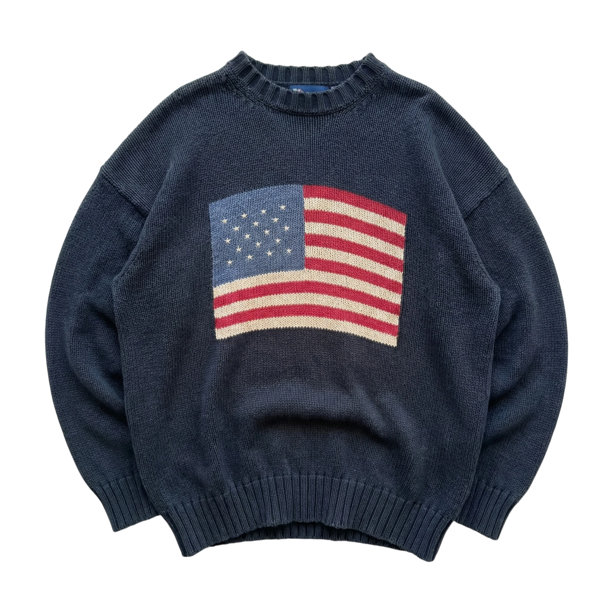 Flag Sweter American Flag Oversize XXXL Vintage Streetwear - widok ogólny przód vintage