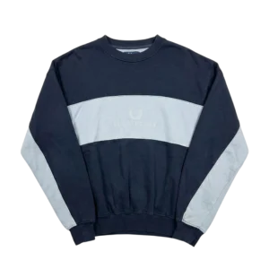 Fred Perry Bluza Crewneck Logo L Vintage Streetwear Niebieska - widok ogólny przód vintage