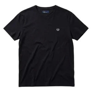 Fred Perry Koszulka Czarna Logo Haft XL Vintage Streetwear - widok ogólny przód vintage