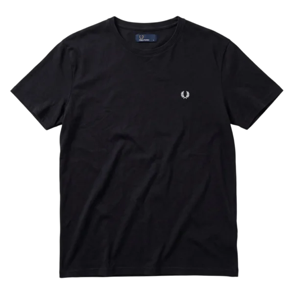 Fred Perry Koszulka Czarna Logo Haft XL Vintage Streetwear - widok ogólny przód vintage
