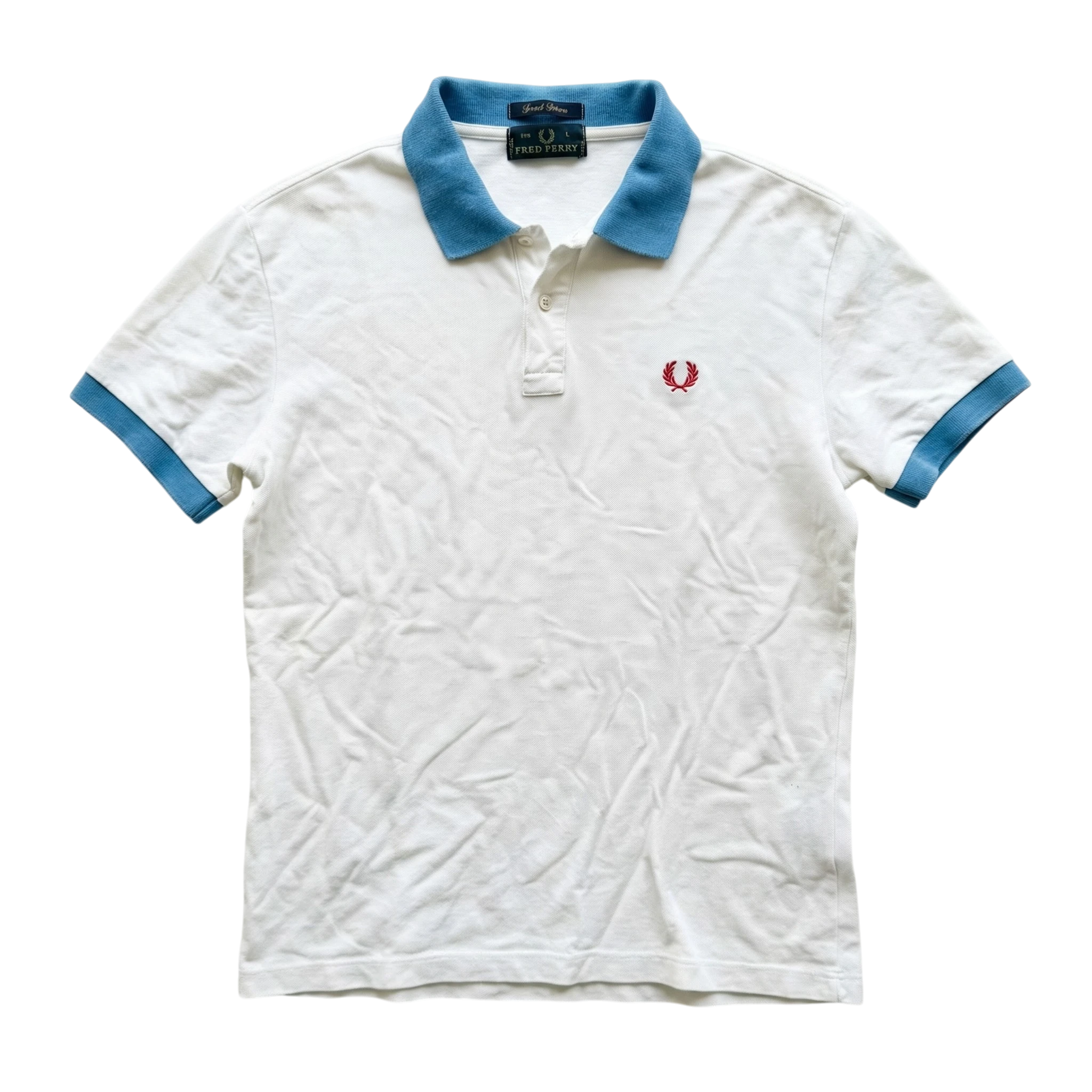 Fred Perry Koszulka Polo Biała Vintage L Streetwear Retro - widok ogólny przód vintage