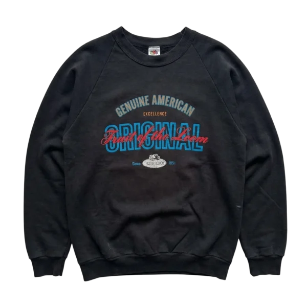 Fruit of the Loom Bluza Blank Czarna L Vintage Streetwear - widok ogólny przód vintage