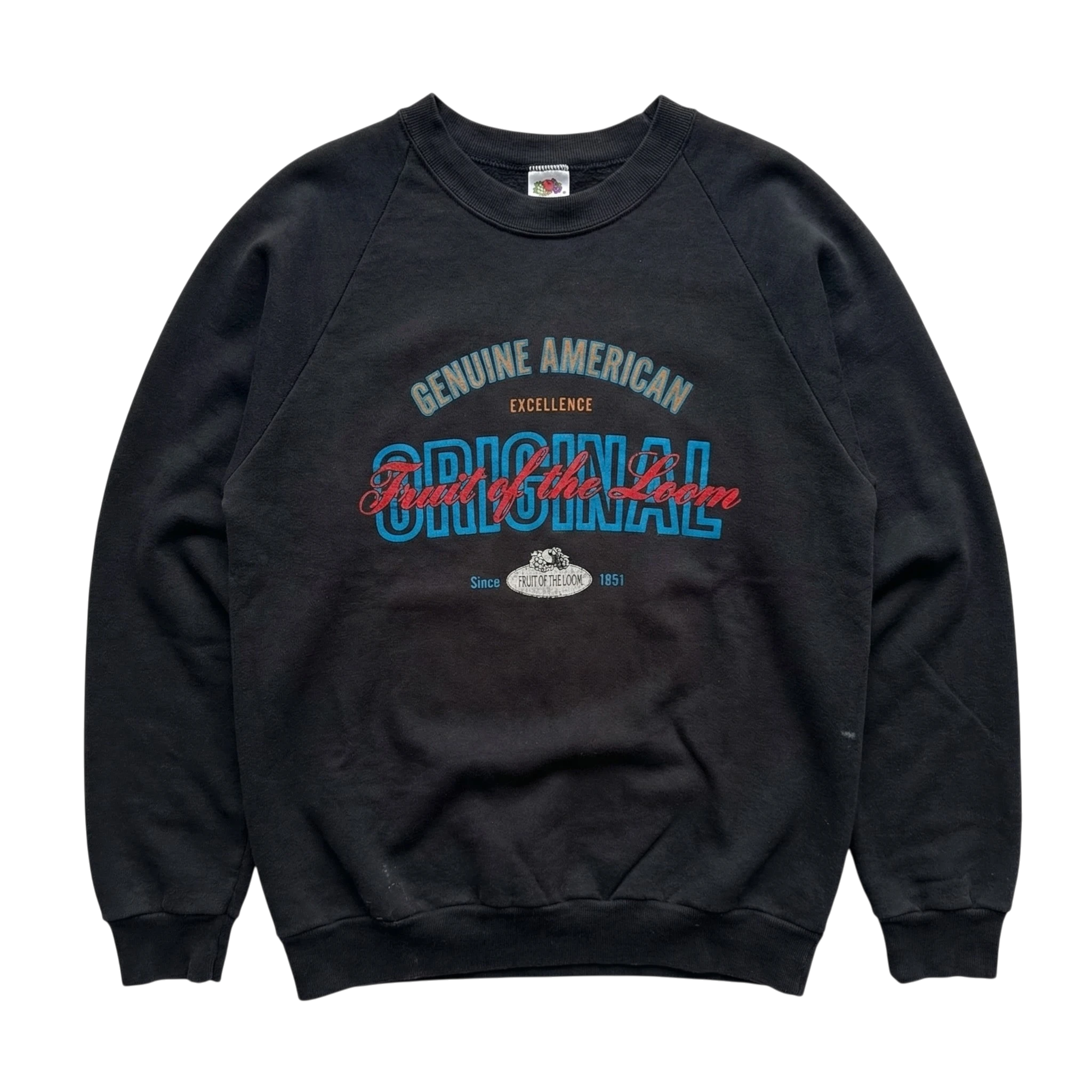 Fruit of the Loom Bluza Blank Czarna L Vintage Streetwear - widok ogólny przód vintage