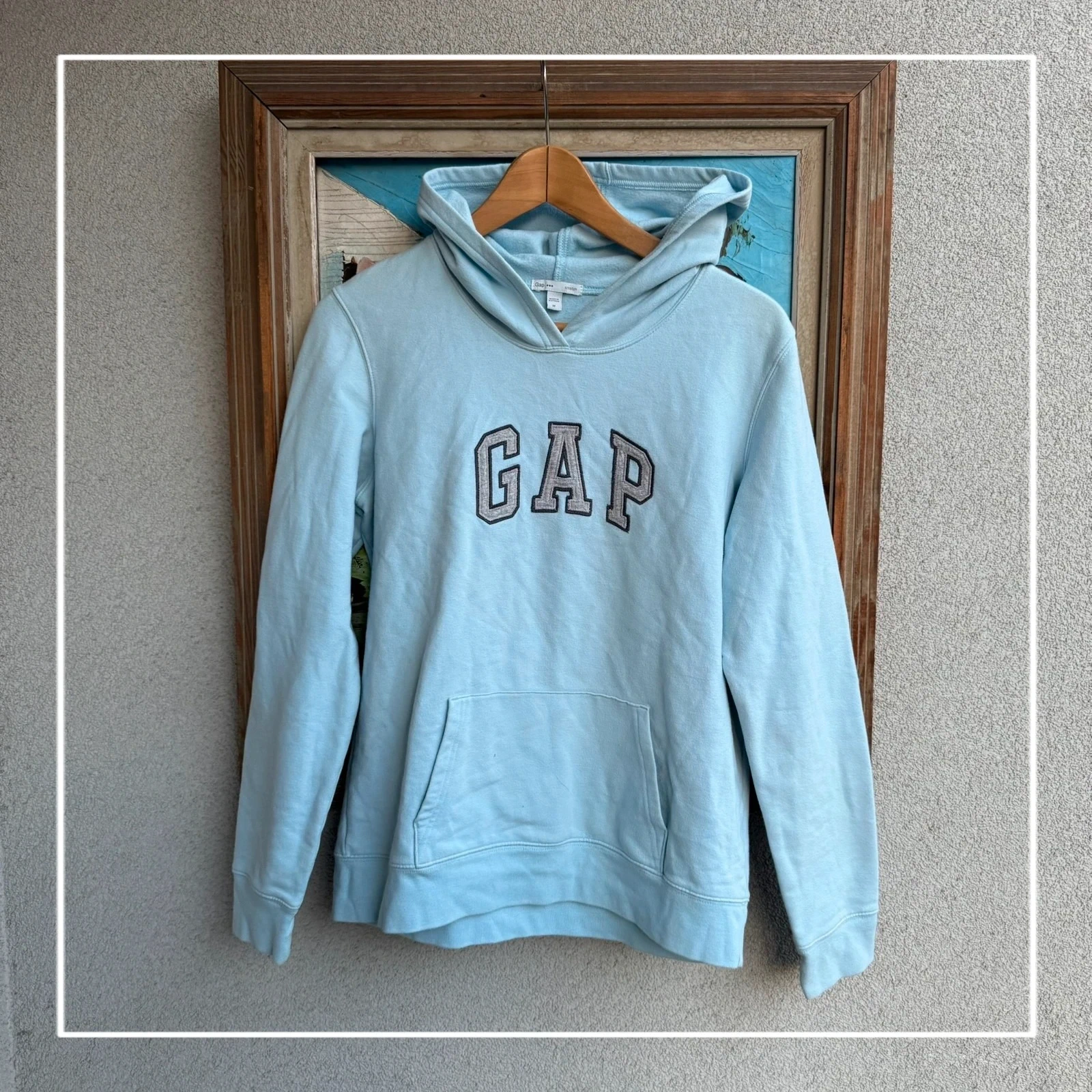 GAP Bluza Hoodie Niebieska XXXS Vintage Streetwear Retro - widok ogólny przód vintage