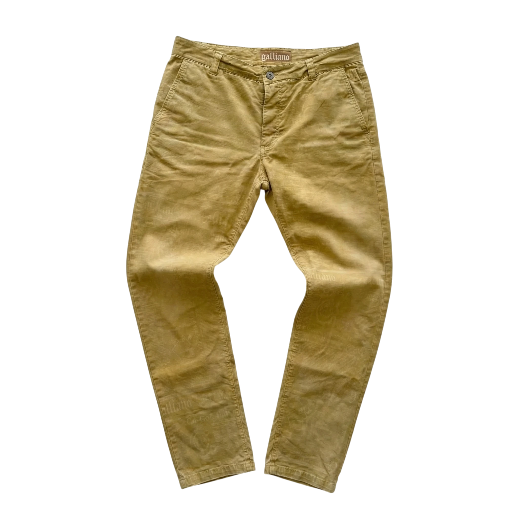 Galliano Spodnie Newspaper Print L Vintage Streetwear - widok ogólny przód vintage