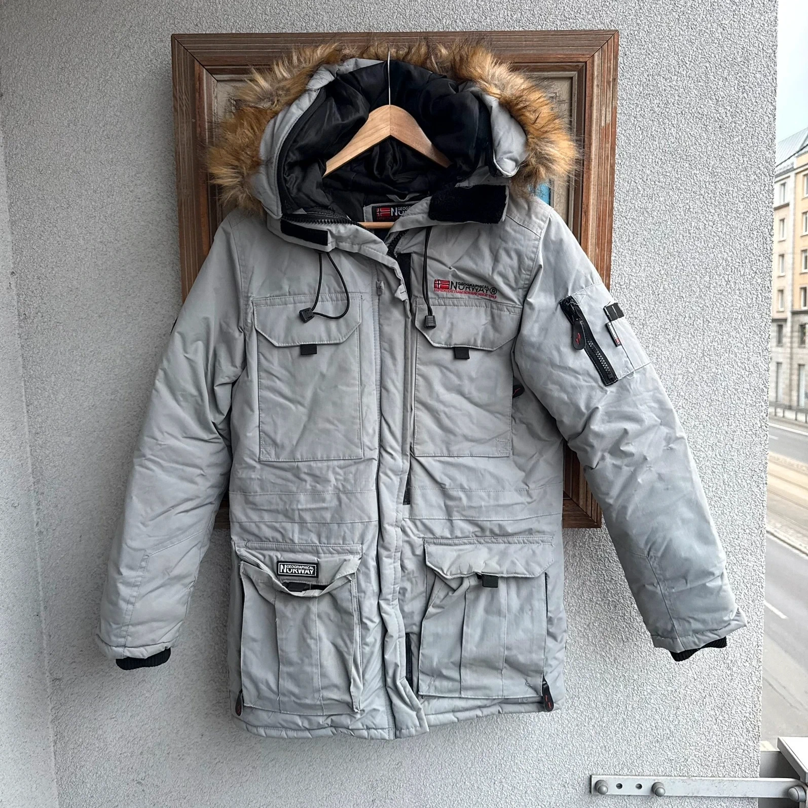 Geographical Norway Kurtka Parka Puchowa XXXS Vintage Retro - widok ogólny przód vintage