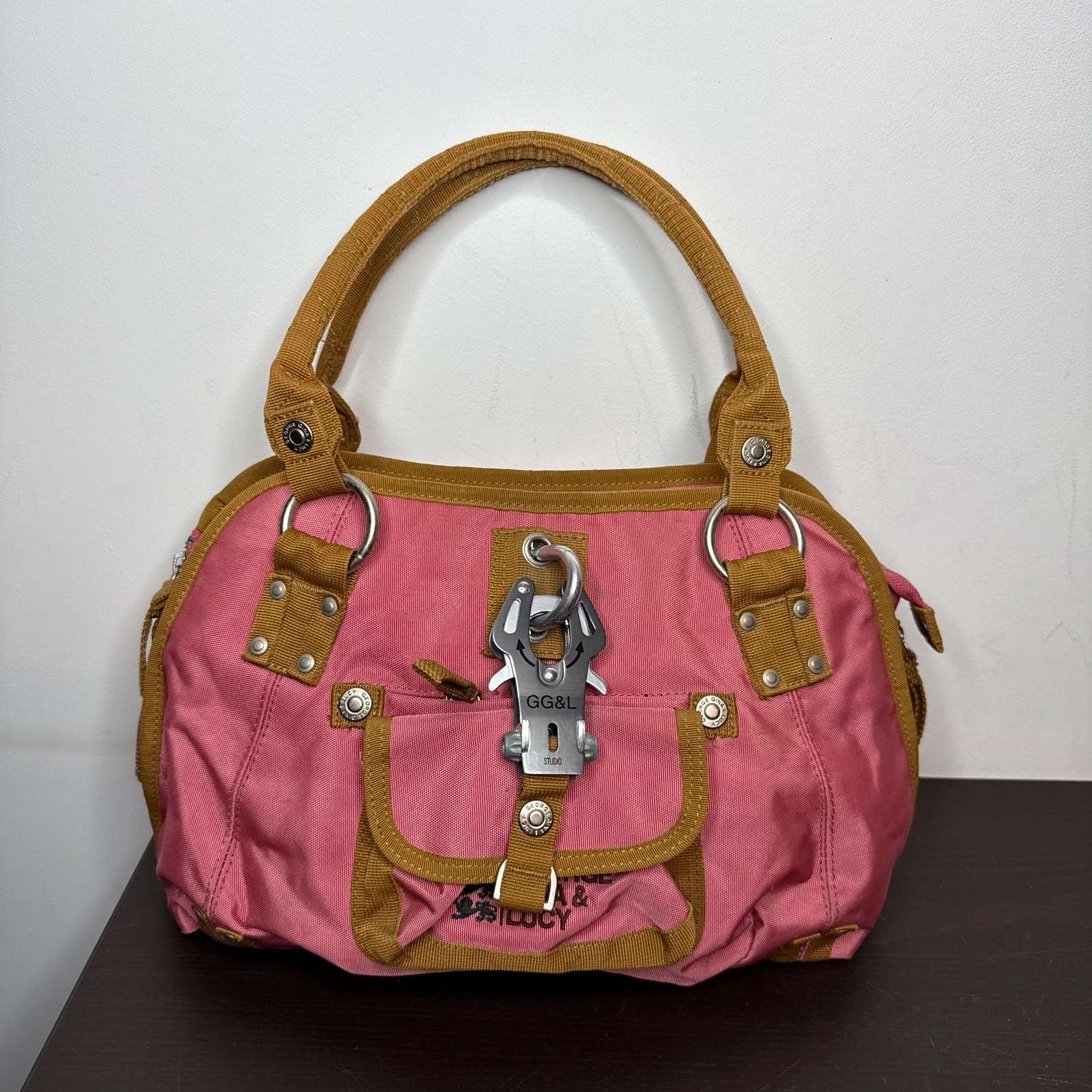 George Gina Lucy Torba do Ręki Różowa Vintage Streetwear 2000s - widok ogólny przód vintage