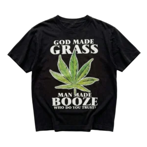 Graphic Tee Koszulka God Made Grass XXL Vintage Streetwear - widok ogólny przód vintage