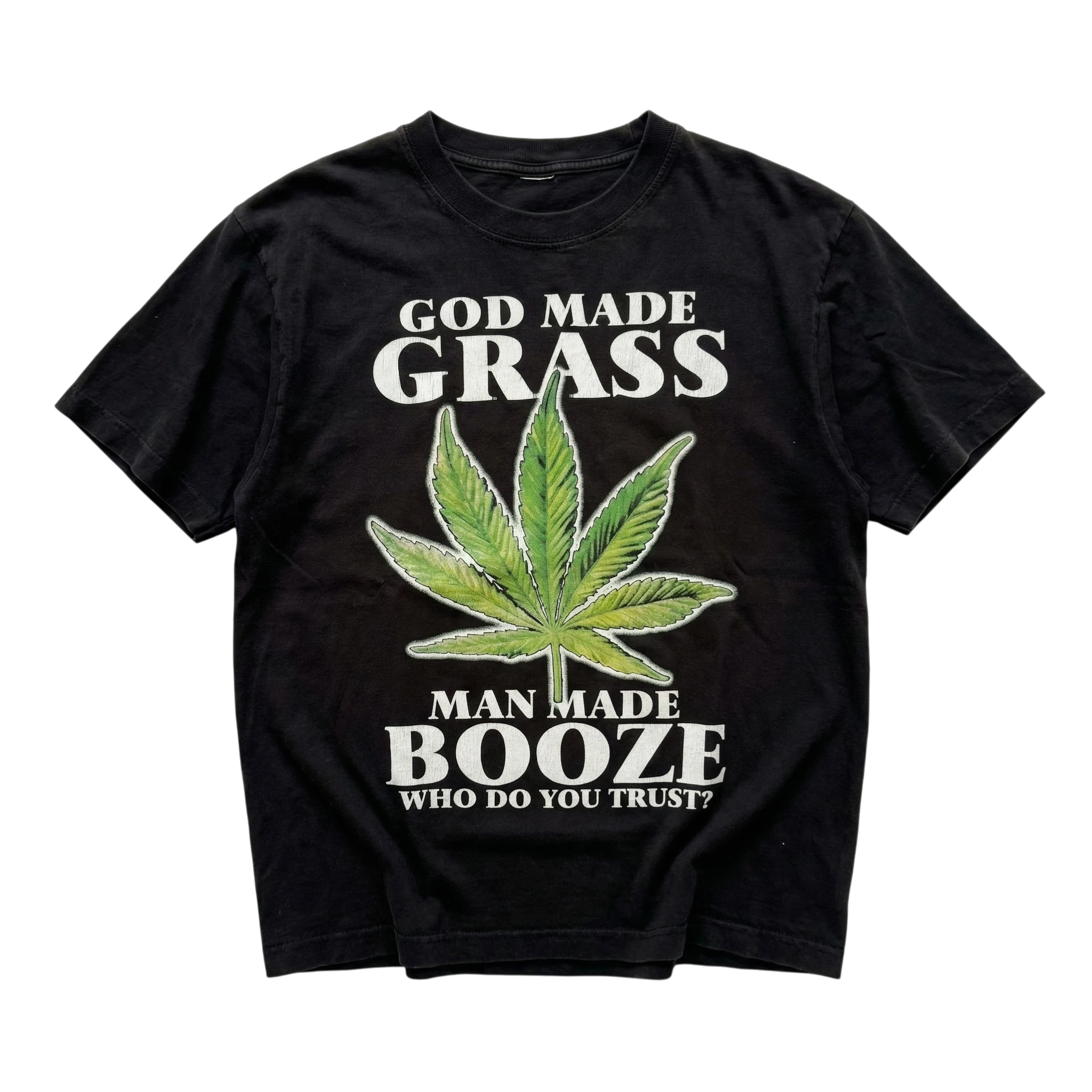 Graphic Tee Koszulka God Made Grass XXL Vintage Streetwear - widok ogólny przód vintage