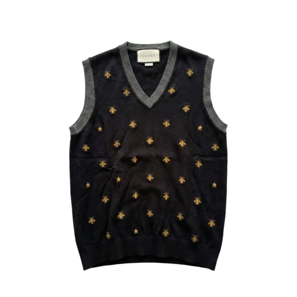 Gucci Kamizelka Wełniana Haft L Vintage Streetwear - widok ogólny przód vintage