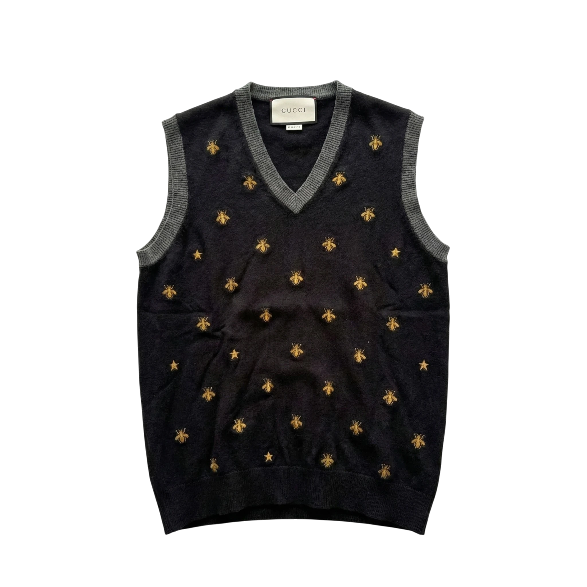 Gucci Kamizelka Wełniana Haft L Vintage Streetwear - widok ogólny przód vintage