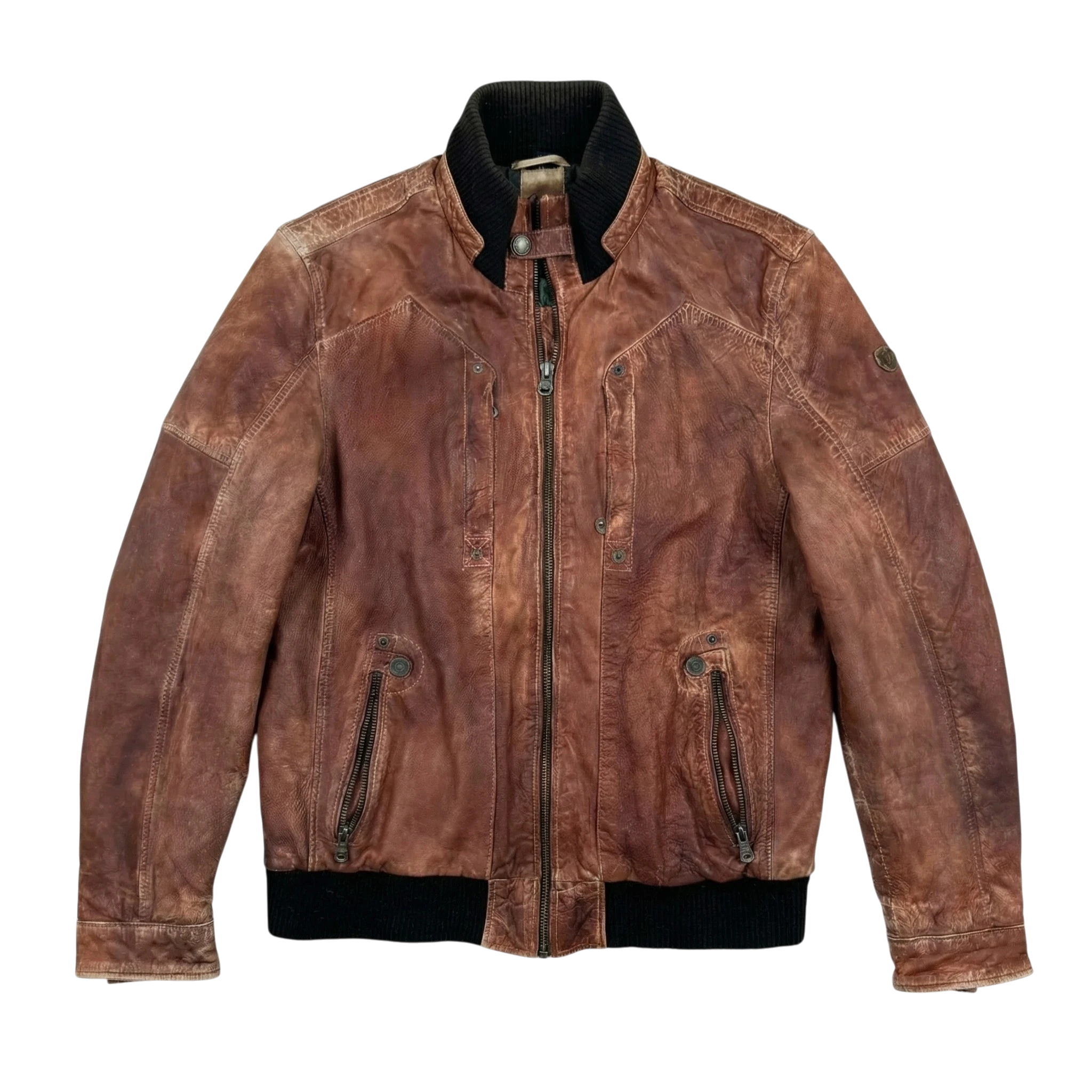 Gypsy Kurtka Skórzana Brązowa XL Vintage Streetwear - widok ogólny przód vintage