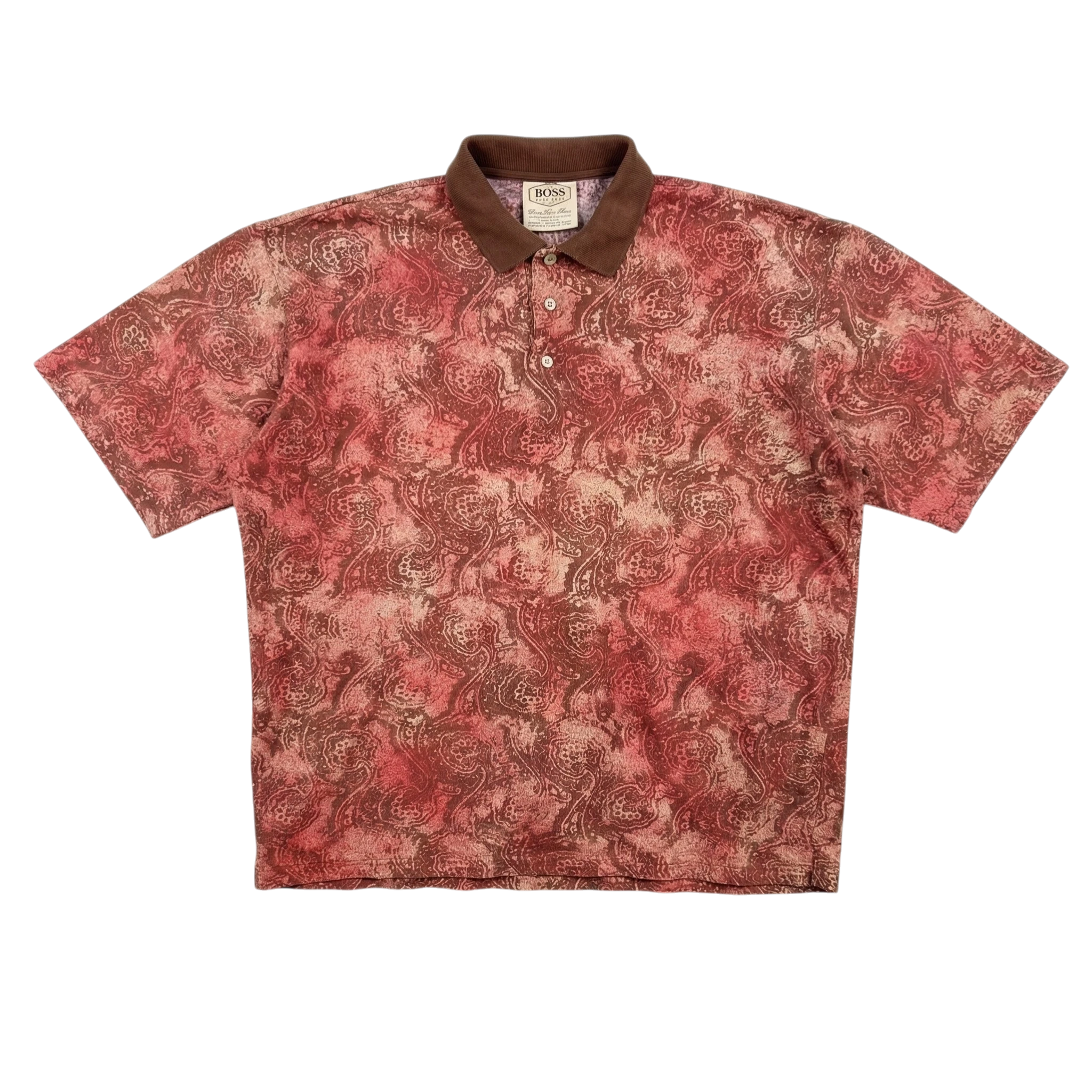 Hugo Boss Koszulka Polo Floral XL Vintage Streetwear - widok ogólny przód vintage