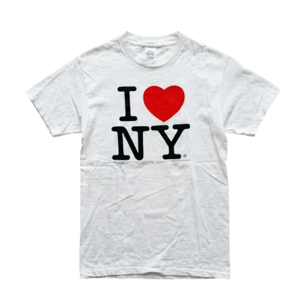 I Love NY Koszulka T-shirt M Vintage Streetwear Biała - widok ogólny przód vintage