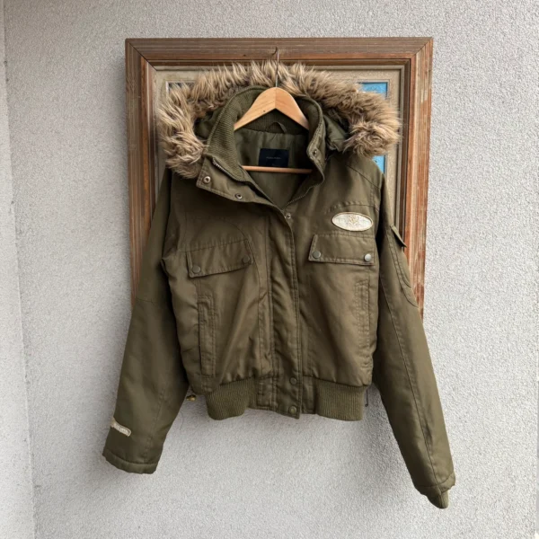 Japan Style Kurtka Bomberka z Futrem M Vintage Streetwear - zdjęcie 2