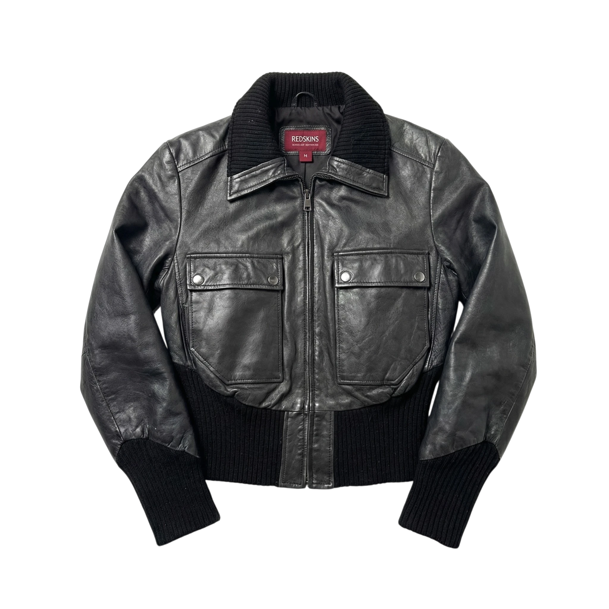 Japan Style Kurtka Skórzana Cropped L Vintage Streetwear - widok ogólny przód vintage