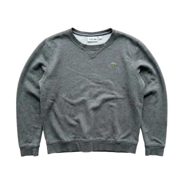 Lacoste Bluza Crewneck Szara L Vintage Streetwear - widok ogólny przód vintage