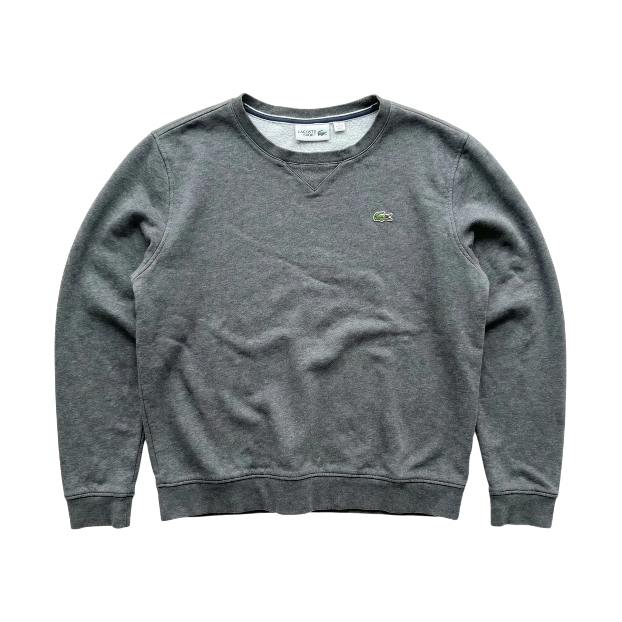 Lacoste Bluza Crewneck Szara L Vintage Streetwear - widok ogólny przód vintage