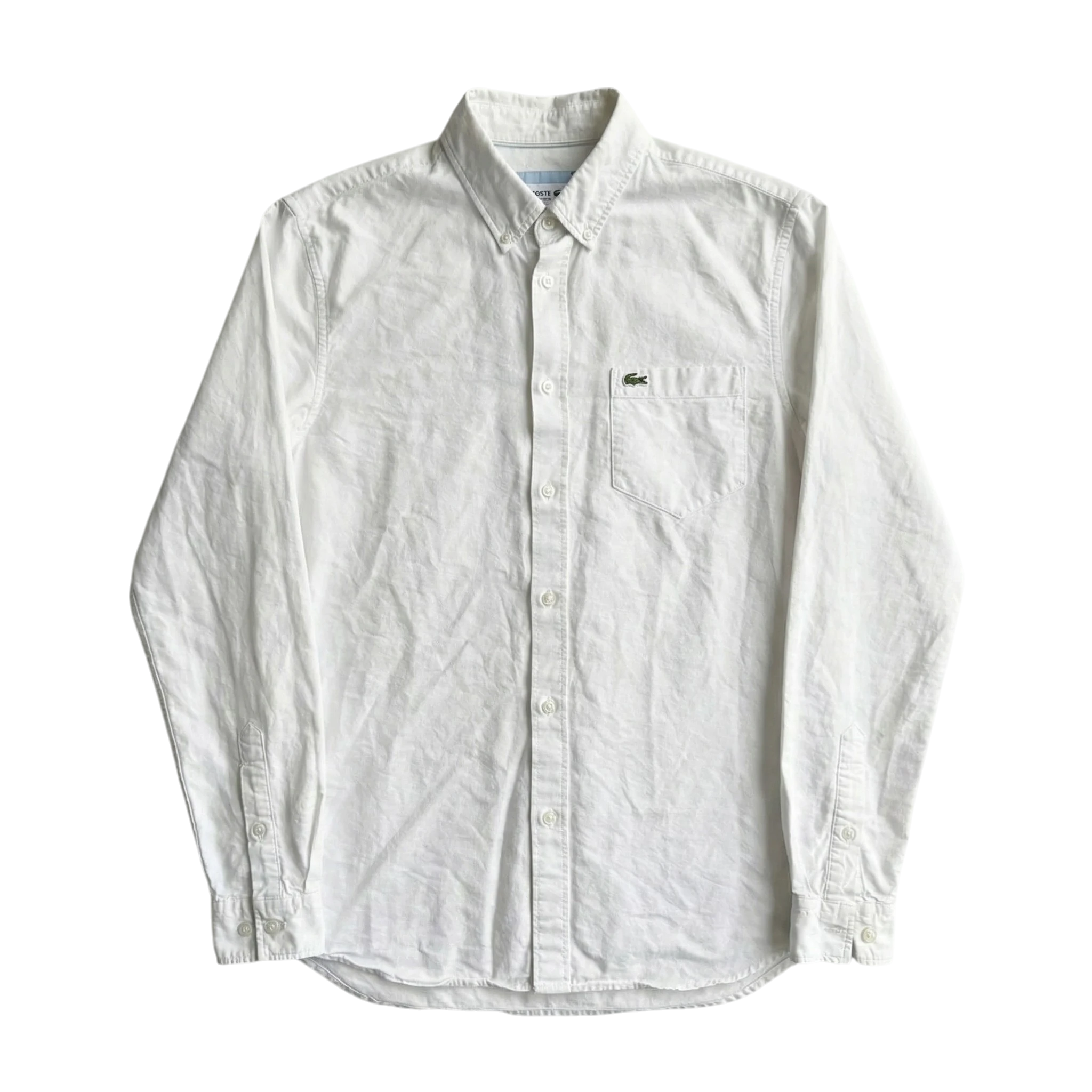 Lacoste Koszula Biała Elegancka Logo M Vintage Streetwear - widok ogólny przód vintage