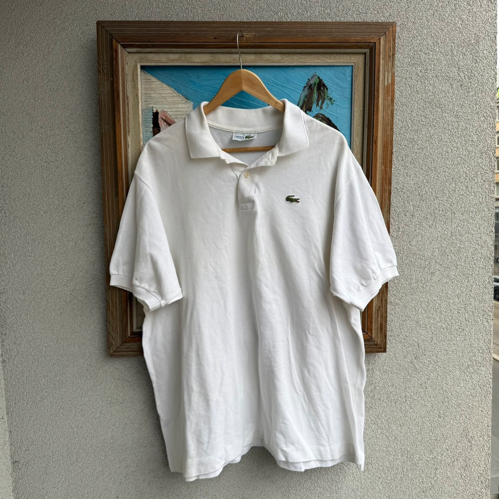 Lacoste Koszulka Polo Biała XXL Vintage Streetwear Retro - widok ogólny przód vintage
