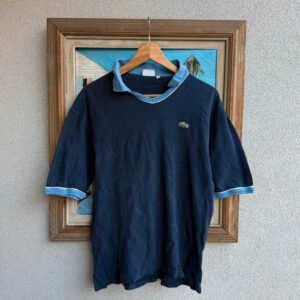 Lacoste Koszulka Polo Granatowa L Vintage Streetwear - zdjęcie 2