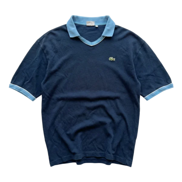 Lacoste Koszulka Polo Granatowa L Vintage Streetwear - widok ogólny przód vintage