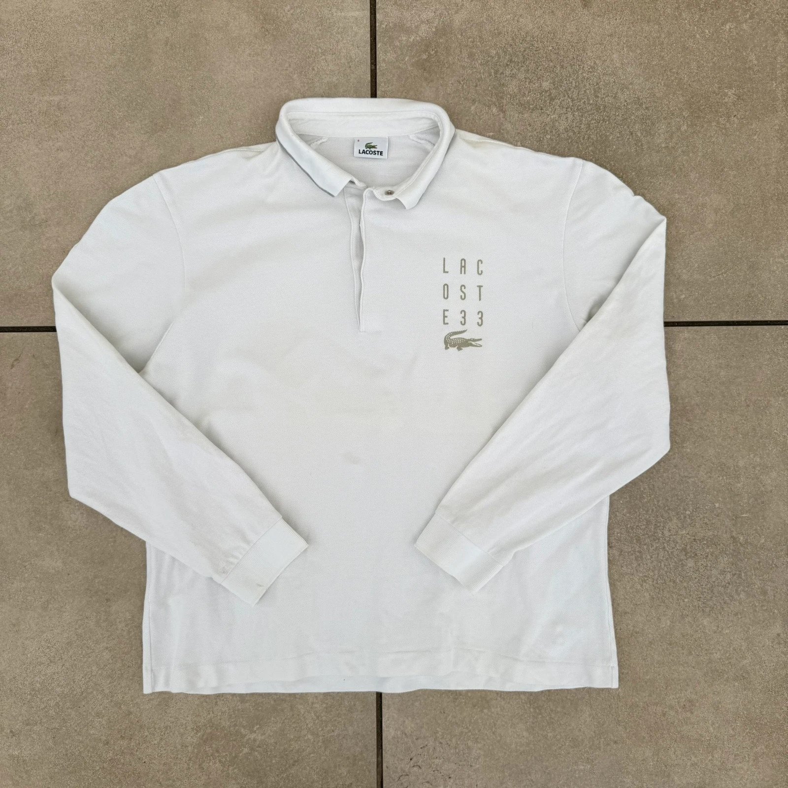 Lacoste Koszulka Polo Longsleeve XXXL Vintage Streetwear - widok ogólny przód vintage